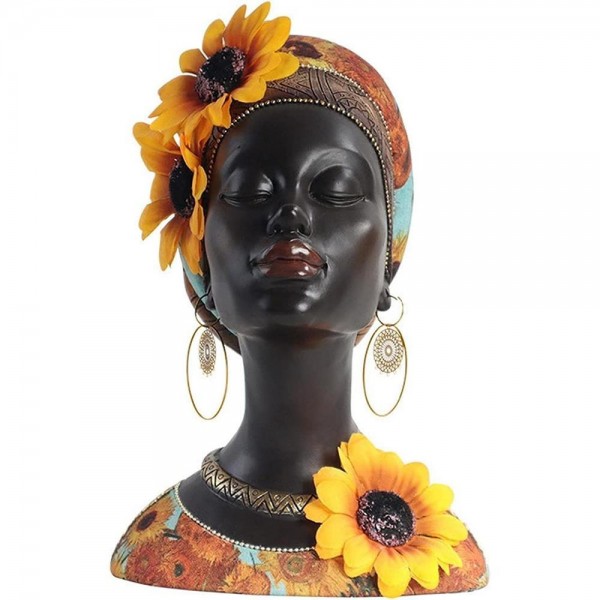 Διακοσμητικό African Lady με ηλιοτρόπια, Υ23,5x16,5x20εκ. Διακοσμητικό African Lady με ηλιοτρόπια, Υ23,5x16,5x20εκ.