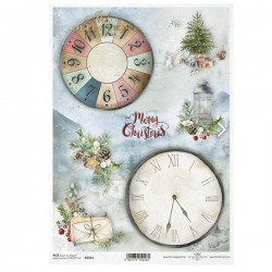 Ριζόχαρτο "Christmas tree, clock, clock face" 21x29.7εκ.   (ITD-R1641)