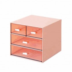 Organizer με 4 συρτάρια ροζ Y14,6x15,5x17,6εκ.