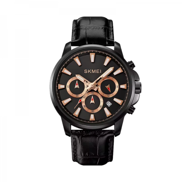 Aναλογικό ρολόι χειρός - Skmei - 2071 - Black-Gold/Leather Black